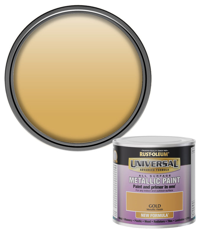 Rust-Oleum Universal All Surface Brush on Metallic Paint - Gold - 250ml