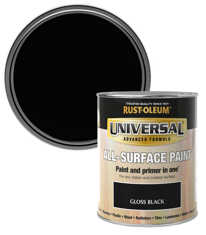 Rust-Oleum Universal All Surface Brush on Paint - Gloss - Black - 750ml