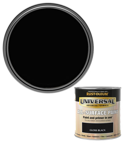 Rust-Oleum Universal All Surface Brush on Paint - Gloss - Black - 250ml