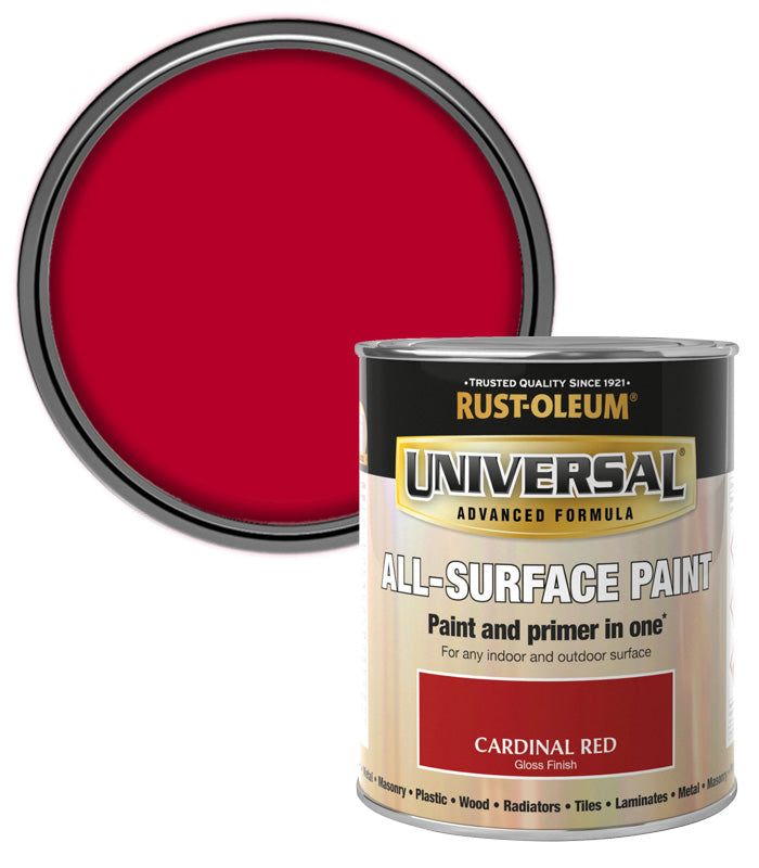 Rust-Oleum Universal All Surface Brush on Paint - Gloss - Cardinal Red - 750ml