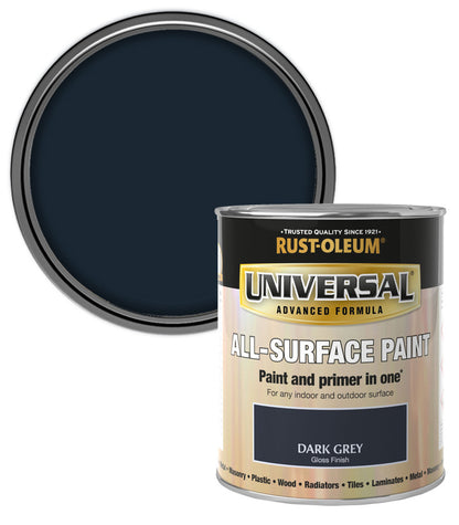 Rust-Oleum Universal All Surface Brush on Paint - Gloss - Dark Grey - 750ml