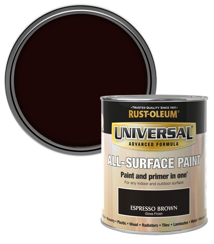 Rust-Oleum Universal All Surface Brush on Paint - Gloss - Expresso - 750ml