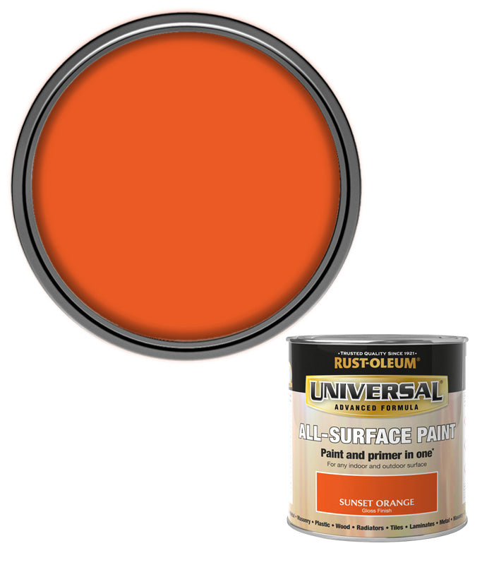 Rust-Oleum Universal All Surface Brush on Paint - Gloss - Sunset Orange - 250ml