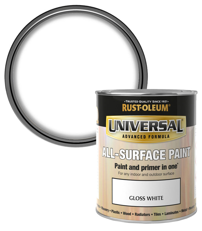 Rust-Oleum Universal All Surface Brush on Paint - Gloss - White - 750ml