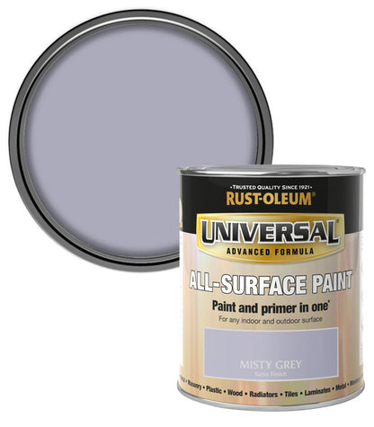 Rust-Oleum Universal All Surface Brush on Paint - Satin - Misty Grey - 750ml