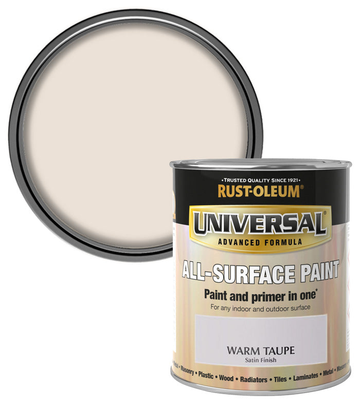 Rust-Oleum Universal All Surface Brush on Paint - Satin - Warm Taupe - 750ml