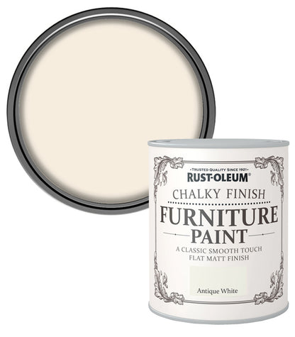 Rust-Oleum Chalk Chalky Furniture Paint Antique White 750ML