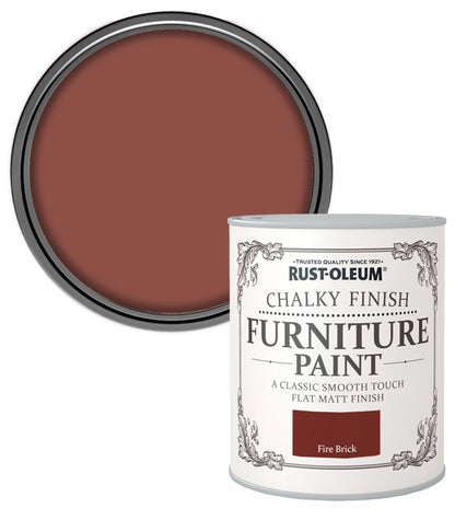 Rust-Oleum Chalk Chalky Furniture Paint Fire Brick 750ML