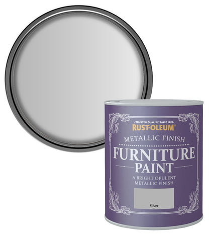 Rust-Oleum Metallic Furniture Paint Silver 750ML