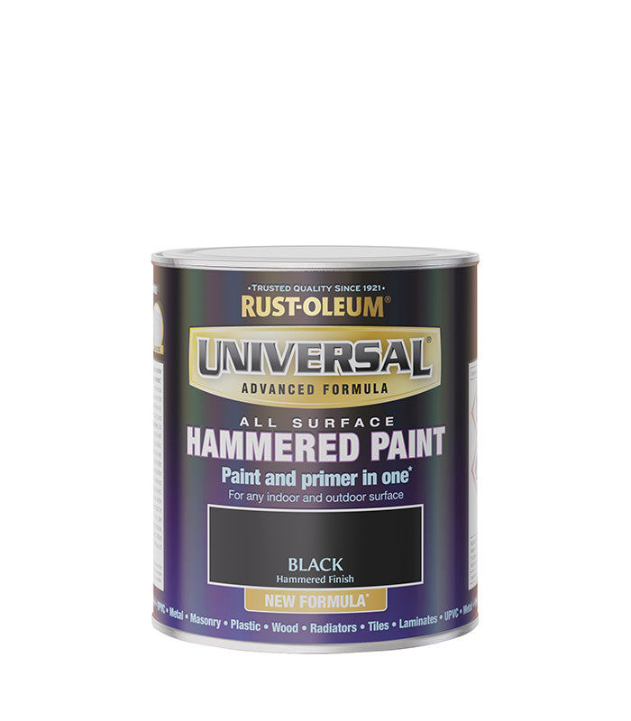 Rust-Oleum Universal All Surface Brush on Hammered Paint - Black - 750ml