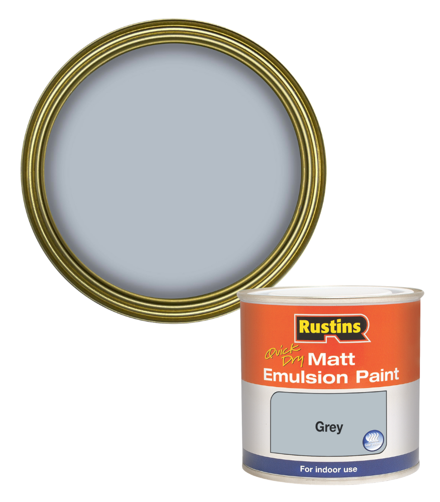 Rustins Quick Dry Matt Emulsion Paint - Grey - 500ml