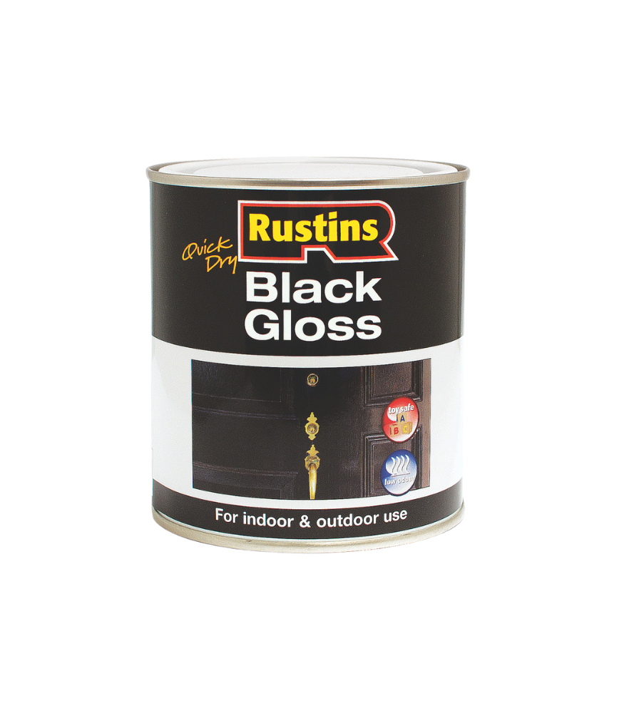 Rustins Quick Dry Black Gloss - 1 Litre