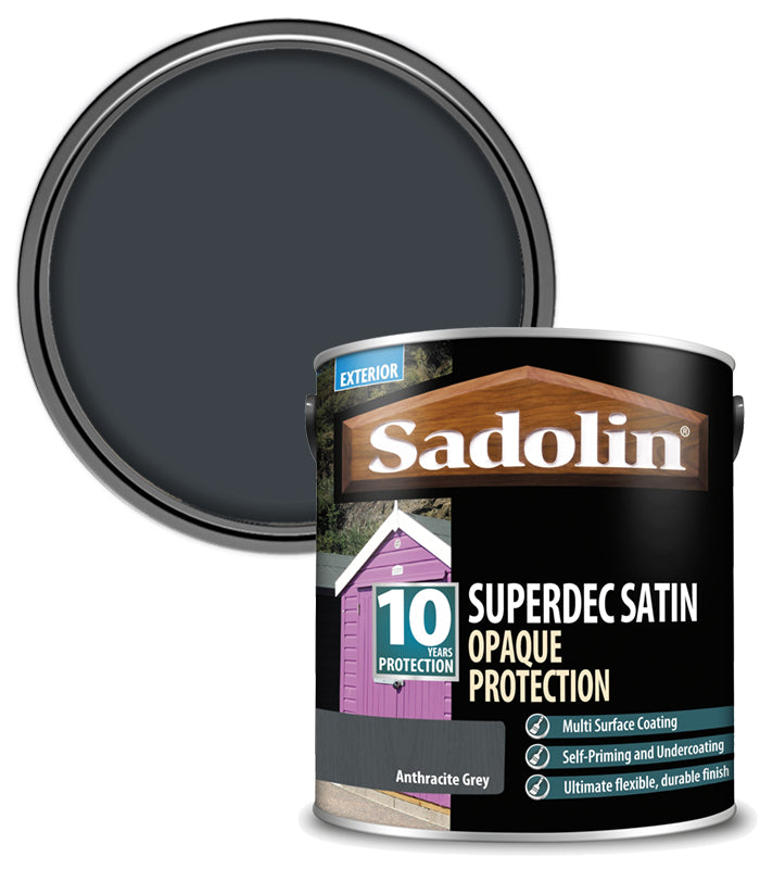 Sadolin Superdec Satin Opaque Wood Protection - Anthracite Grey - 2.5L