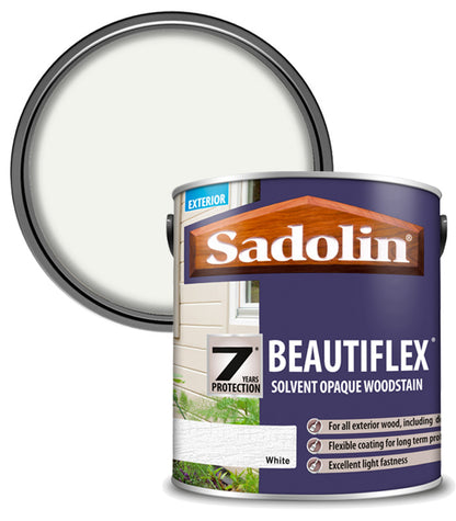 Sadolin Beautiflex Solvent Opaque Woodstain - White - 2.5L