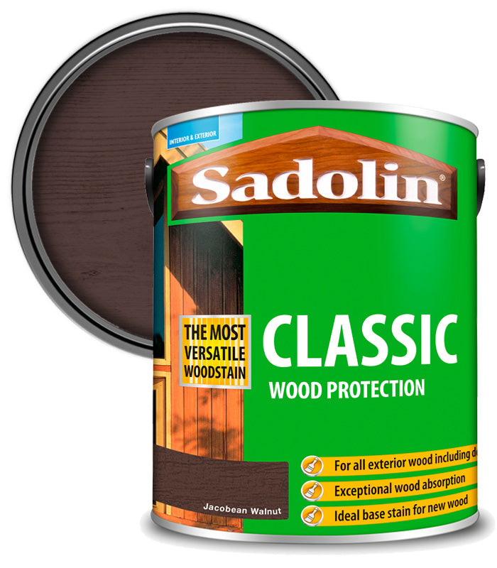 Sadolin Classic All Purpose Woodstain - Jacobean Walnut - 5L
