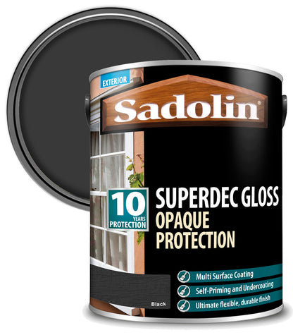 Sadolin Superdec Gloss Opaque Wood Protection - Black - 5L