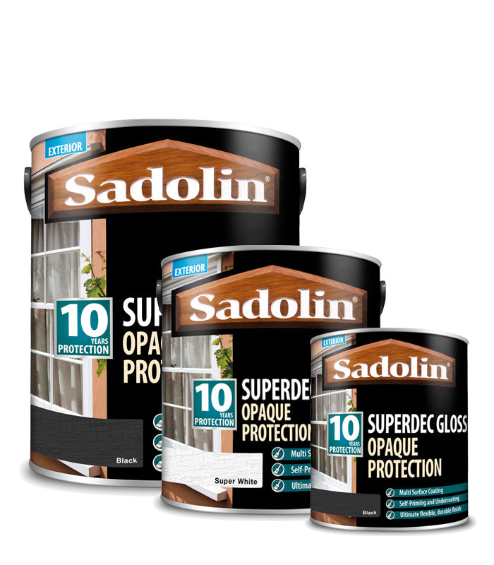 Sadolin Superdec Gloss Opaque Wood Protection - Black or White - All Sizes