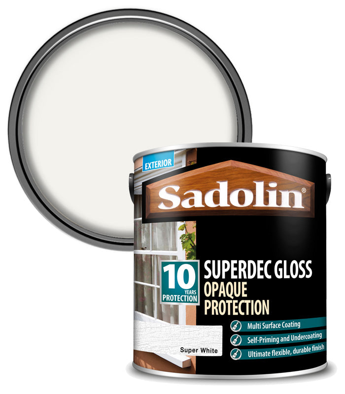 Sadolin Superdec Gloss Opaque Wood Protection - Super White - 2.5L
