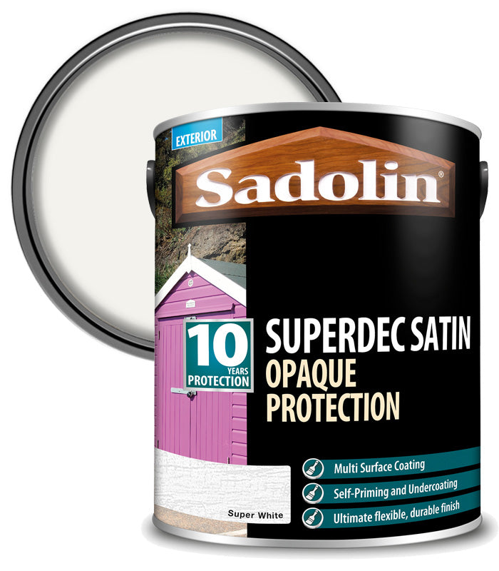 Sadolin Superdec Satin Opaque Wood Protection - Super White - 5L