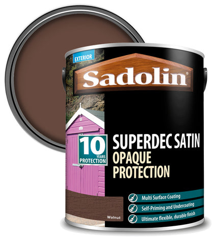 Sadolin Superdec Satin Opaque Wood Protection - Walnut - 5L