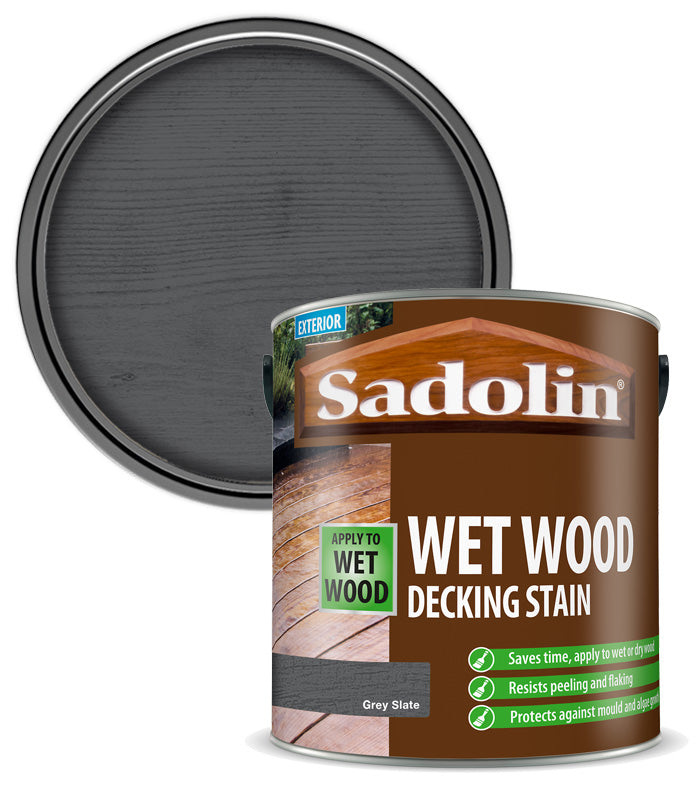 Sadolin Wet Wood Decking Stain - Grey Slate - 2.5L