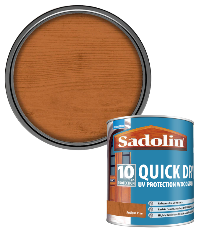 Sadolin Quick Dry UV Protection Woodstain - Antique Pine - 1L