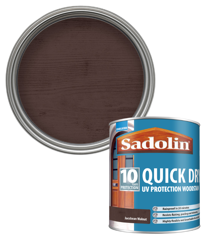 Sadolin Quick Dry UV Protection Woodstain - Jacobean Walnut - 1L
