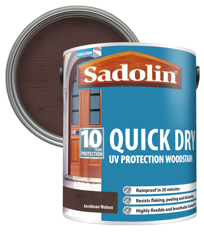 Sadolin Quick Dry UV Protection Woodstain - Jacobean Walnut - 5L