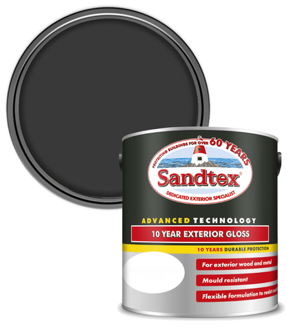 Sandtex 10 Year Exterior Gloss - Black - 2.5L