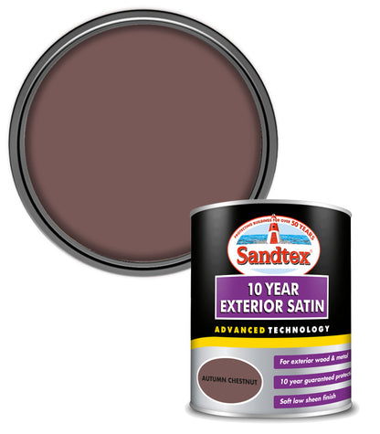 Sandtex 10 Year Exterior Satin - Autumn Chestnut - 750ml