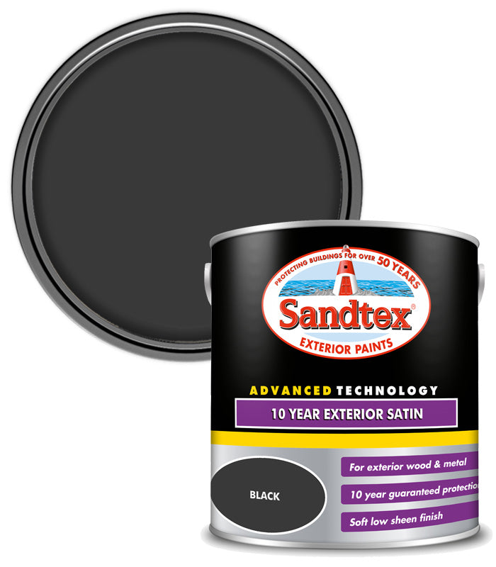 Sandtex 10 Year Exterior Satin - Black - 2.5L