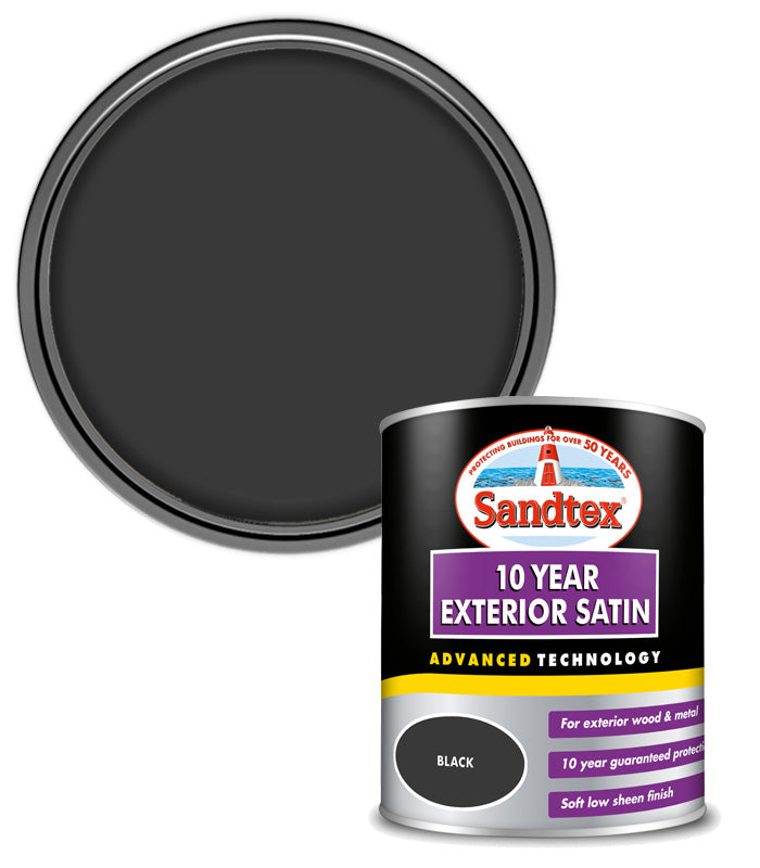 Sandtex 10 Year Exterior Satin - Black - 750ml