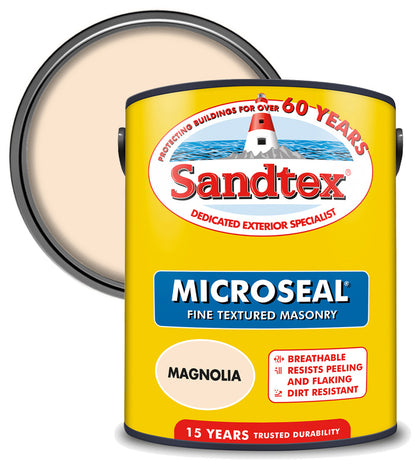 Sandtex 15 Year Microseal Fine Textured Masonry - Magnolia - 5L