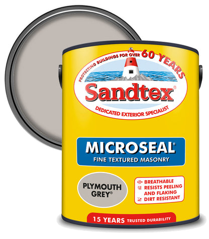Sandtex 15 Year Microseal Fine Textured Masonry - Plymouth Grey - 5L