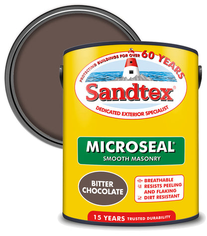 Sandtex 15 Year Microseal Smooth Masonry - Bitter Chocolate - 5L