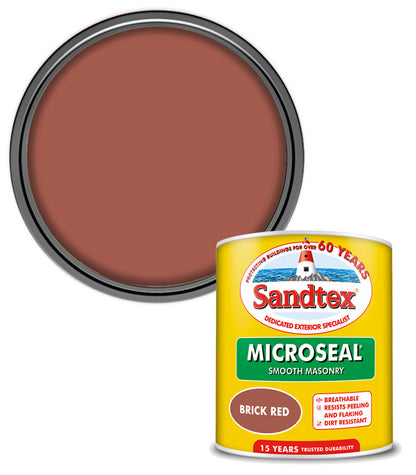 Sandtex 15 Year Microseal Smooth Masonry - Brick Red - 1L
