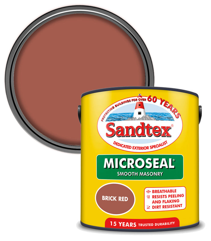 Sandtex 15 Year Microseal Smooth Masonry - Brick Red - 2.5L