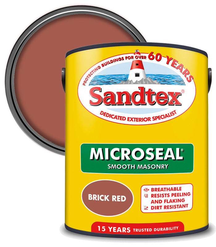 Sandtex 15 Year Microseal Smooth Masonry - Brick Red - 5L