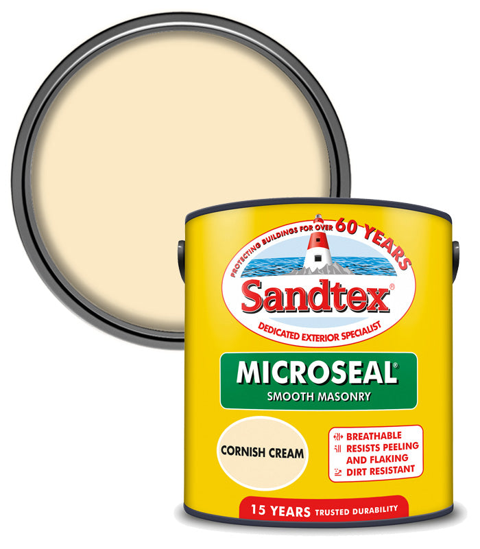 Sandtex 15 Year Microseal Smooth Masonry - Cornish Cream - 2.5L