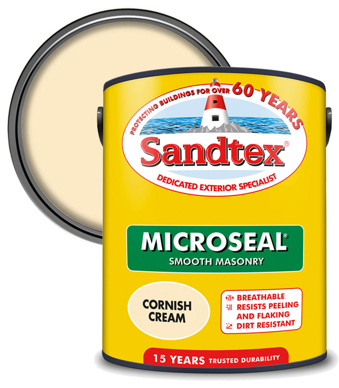 Sandtex 15 Year Microseal Smooth Masonry - Cornish Cream - 5L