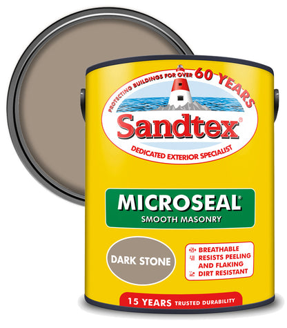 Sandtex 15 Year Microseal Smooth Masonry - Dark Stone - 5L