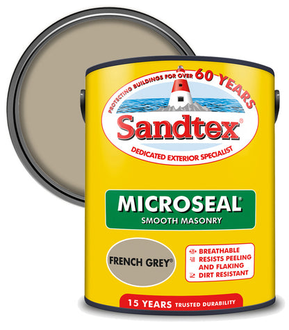 Sandtex 15 Year Microseal Smooth Masonry - French Grey - 5L