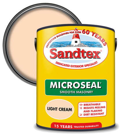 Sandtex 15 Year Microseal Smooth Masonry - Light Cream - 5L