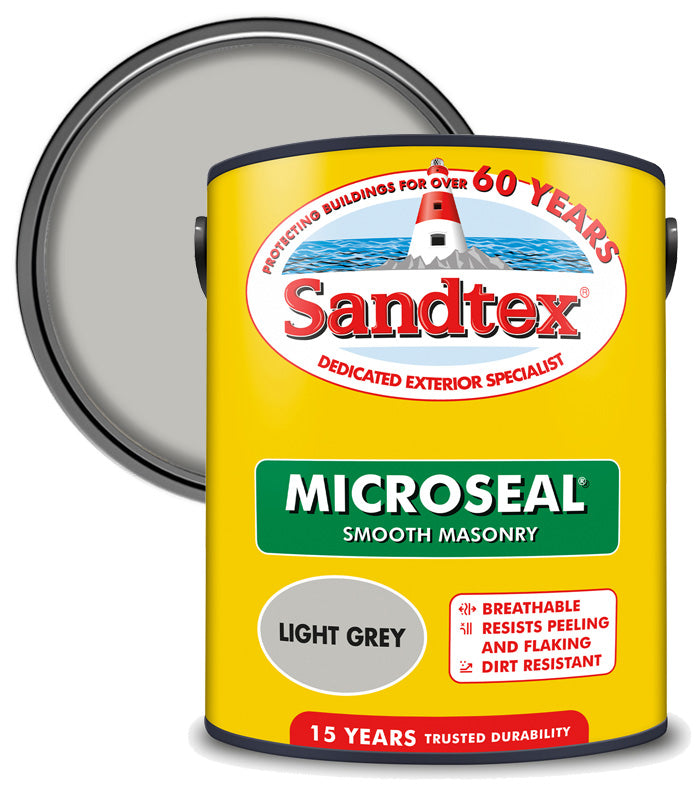 Sandtex 15 Year Microseal Smooth Masonry - Light Grey - 5L
