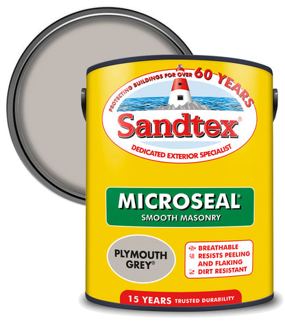 Sandtex 15 Year Microseal Smooth Masonry - Plymouth Grey - 5L