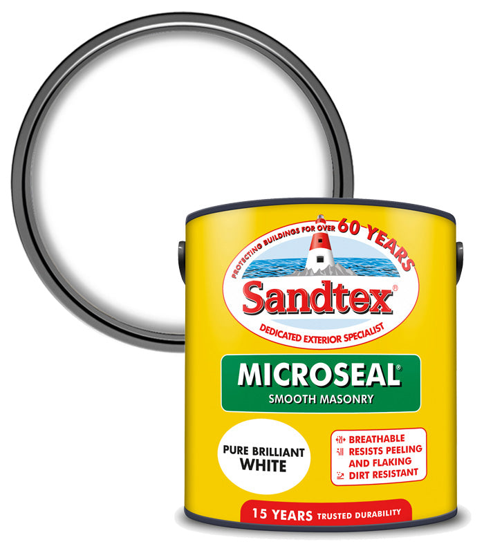 Sandtex 15 Year Microseal Smooth Masonry - Brilliant White - 2.5L