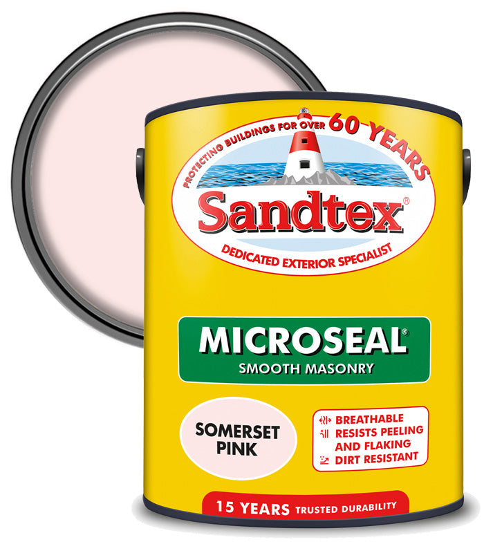 Sandtex 15 Year Microseal Smooth Masonry - Somerset Pink - 5L