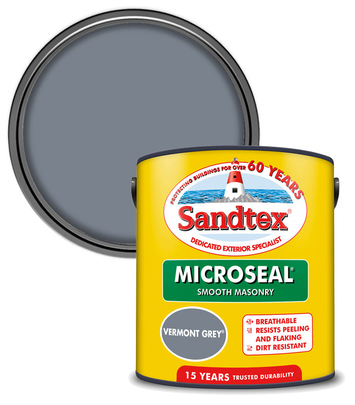 Sandtex 15 Year Microseal Smooth Masonry - Vermont Grey - 2.5L