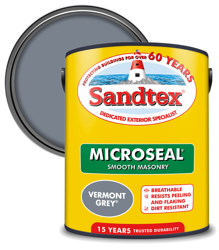 Sandtex 15 Year Microseal Smooth Masonry - Vermont Grey - 5L