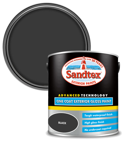 Sandtex One Coat Exterior Gloss - Black - 2.5L
